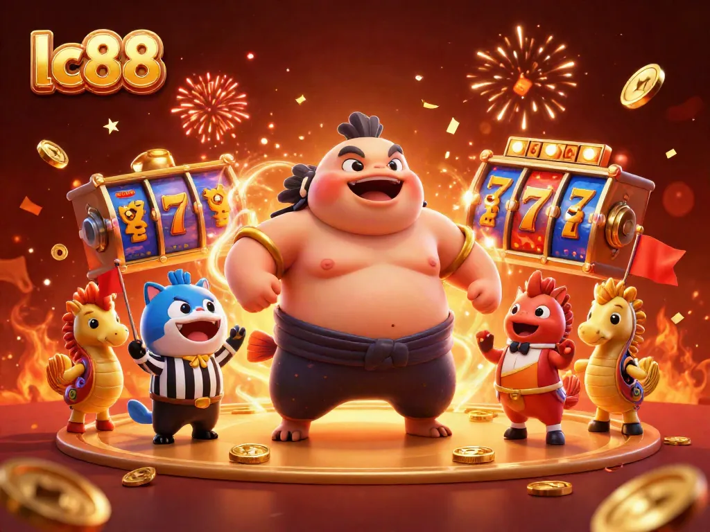 Catch thrilling action in lc88's vibrant underwater casino scene with a fugu in a sumo belt.